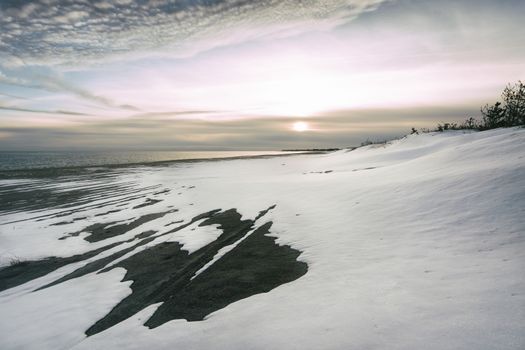 Photograph shows a coastal landscape in Rhode Island