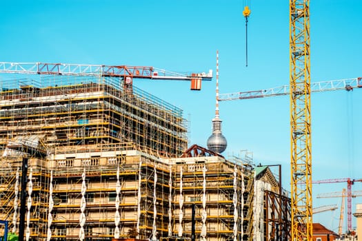 Construction site in progress in Berlin, Germany.