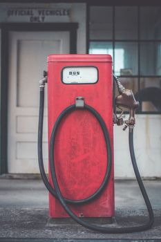 A piece of Americana. Classic vintage red fuel pumps.