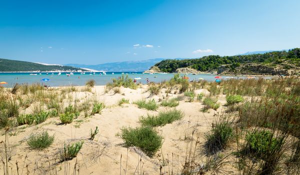 The pristine coastline and crystal clear water of the island of Rab, Croatia.