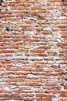 Texture formed by an old brick wall joined together with white lime.