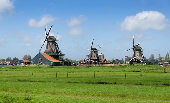 Wind mills in Zaanse Schans, The Netherland.