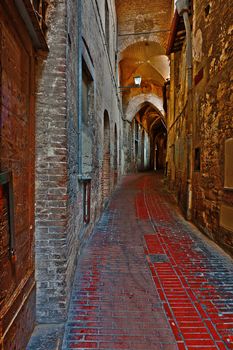 Old Street in the Historic Center of the City of Perugia in Italy