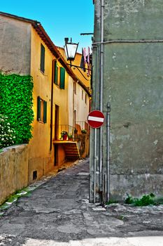 Old Street in the Historic Center of the Medieval Italian City