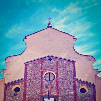 Medieval Church in the Small Town in Piedmont, italy, Instagram Effect