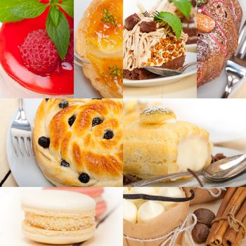 fresh colorful delicious homemade dessert cake selection composition collage 