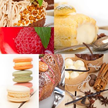 fresh colorful delicious homemade dessert cake selection composition collage 