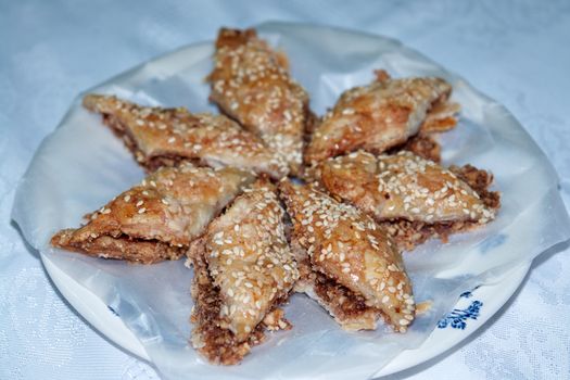 Homemade BaklavaTurkish traditional delight sweet shallow depth of field