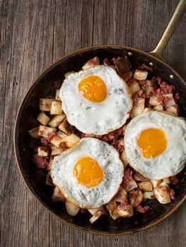 close up of rustic corned beef hash