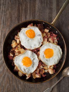 close up of rustic corned beef hash