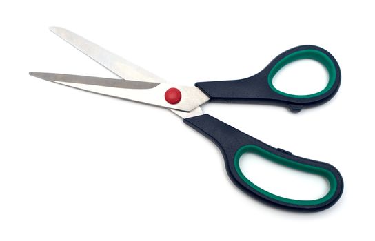 scissors cutting on white background