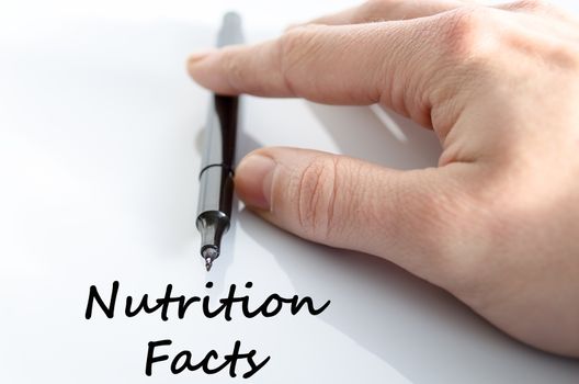 Nutrition facts text concept isolated over white background