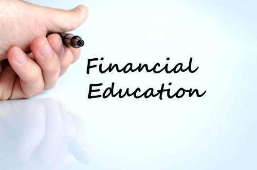 Financial education text concept isolated over white background
