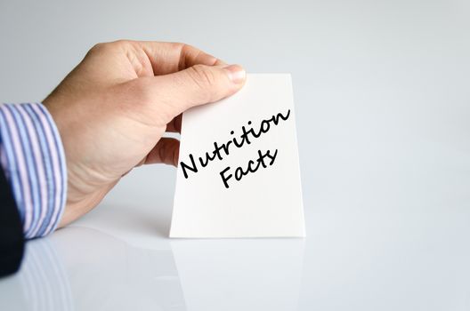 Nutrition facts text concept isolated over white background
