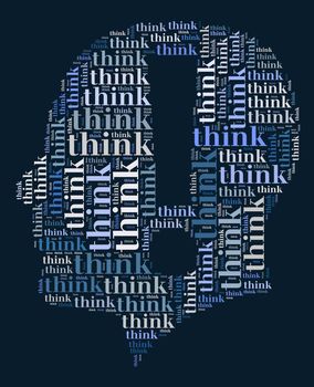 Think word cloud concept in human head shape