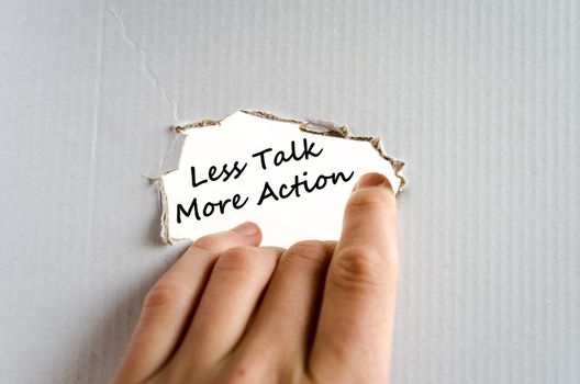 Less talk more action text concept isolated over white background