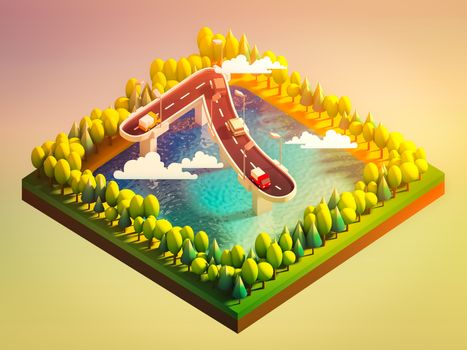 Isometric island transportation, road is number seven
