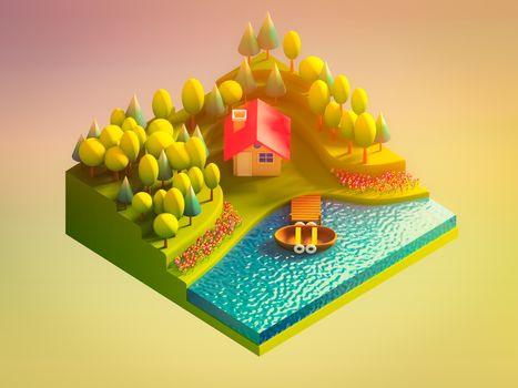 green earth concept in isometric view