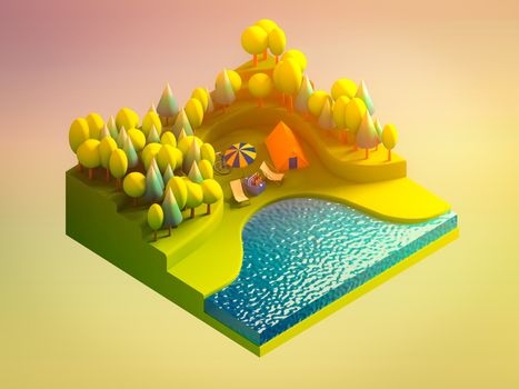 green earth concept in isometric view