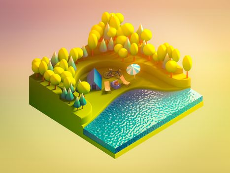 green earth concept in isometric view