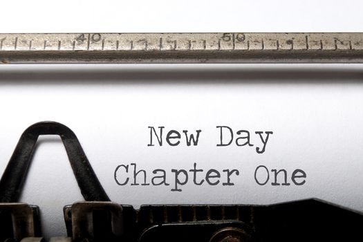 New day chapter one printed on a typewriter 