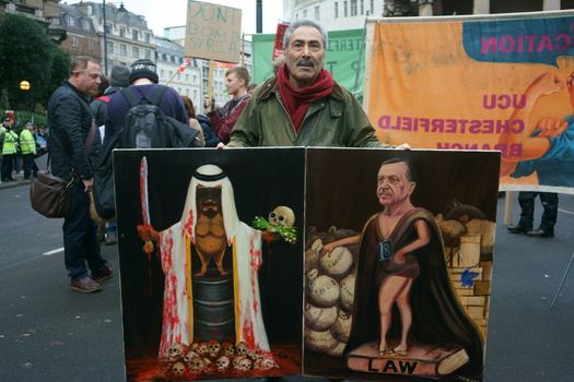 ENGLAND, London: Thousands of people gathered in London on December 12, 2015, to call for an end to the UK's bombing in Syria.Demonstrators marched to Downing Street to call for an immediate halt to air strikes in the war-ravaged country.