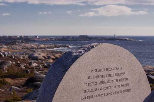 Scenery on the beautiful,rugged Nova Scotia atlantic ocean coast.Scenic view from Fligh111 memorial, Peggys Cove