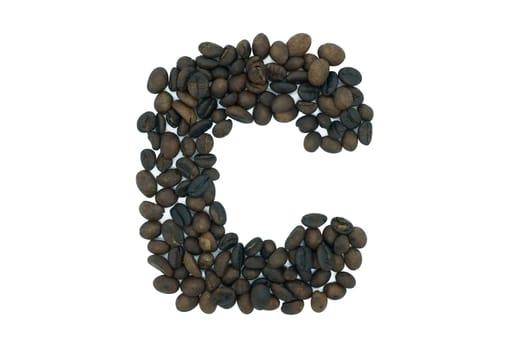 Creative alphabet from coffee bean