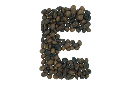 Creative alphabet from coffee bean