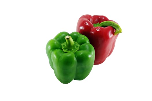 red and green bell peppers on whote background