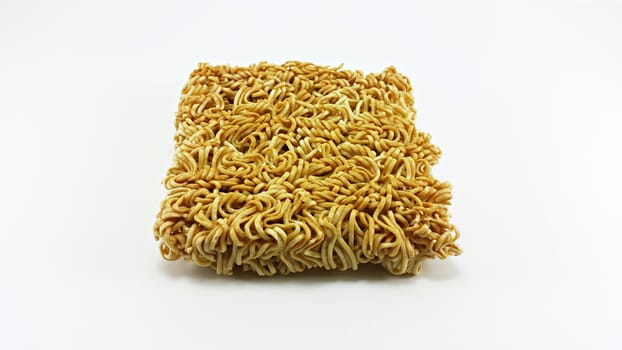uncooked instant noodle in white background