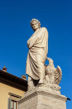 Statue of Dante Alighieri in the Plaza Santa Croce in Florence