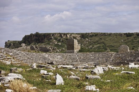 Section of the old Roman style stadium in ancient Perga