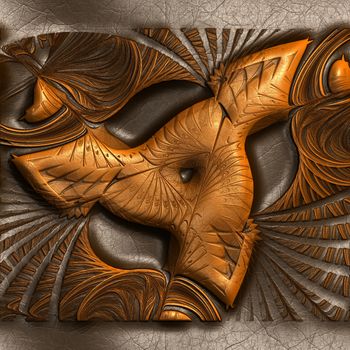 Luxury background with embossed fractal pattern on leather