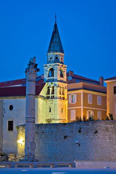Zadar landmarks evening vertical view, Dalmatia, Croatia