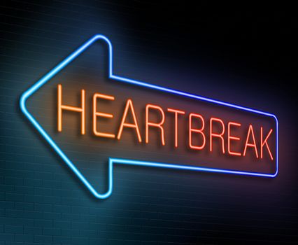Illustration depicting an illuminated neon sign with a heartbreak concept.