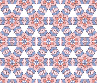 Abstract background or hexagonal flower pattern pink and serenity blue color