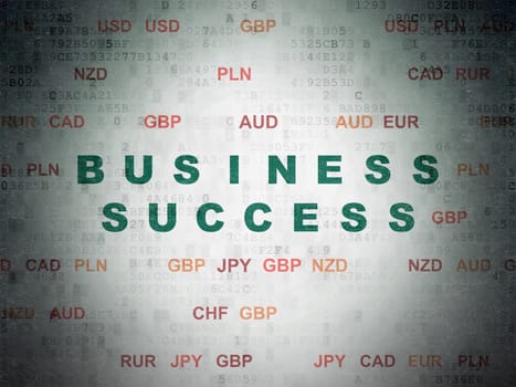 Business concept: Painted green text Business Success on Digital Paper background with Currency