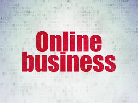 Finance concept: Painted red word Online Business on Digital Paper background