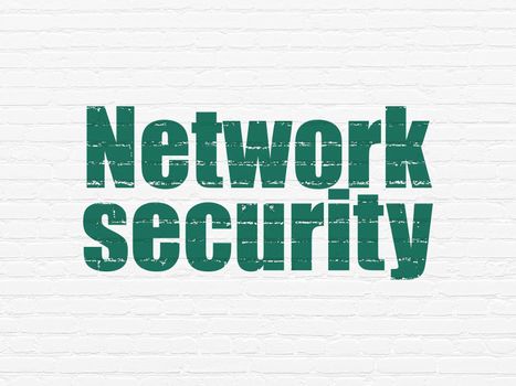 Security concept: Painted green text Network Security on White Brick wall background