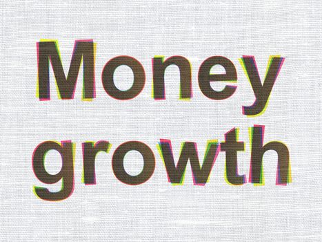 Money concept: CMYK Money Growth on linen fabric texture background