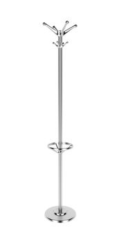 Silver coat rack isolated on white background