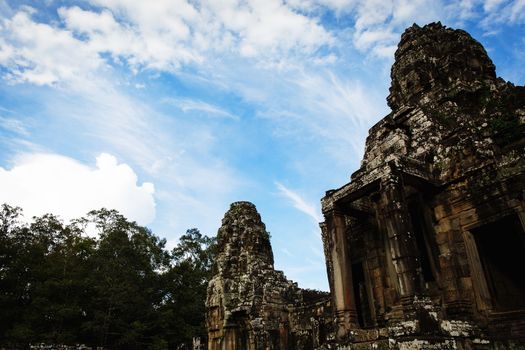 The most picturesque castle of Angkor Thom in Cambodia. Banteay Srei castle.