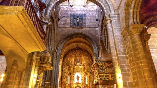 Cathedral Altar Avila Castile Spain  Gothic church built in the 1100s.  Avila is a an ancient walled medieval city in Spain.