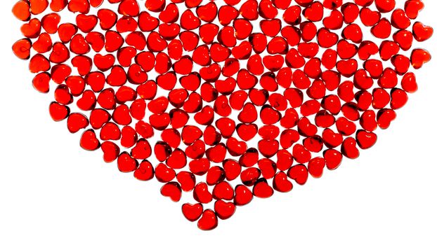 Red glass heart on a white background