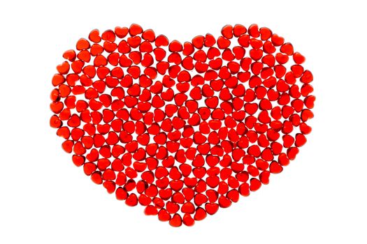 Red glass heart on a white background