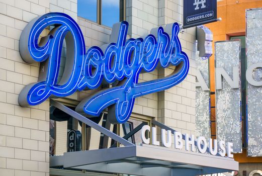 uNIVERSAL CITY, CA/USA DECEMBER 22, 2015: Los Angeles Dodgers Clubhouse retail store entrance and sign.