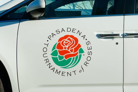 PASADENA, CA/USA - DECEMBER 31, 2015: Pasadena Tournament of Roses Association vehicle and logo.