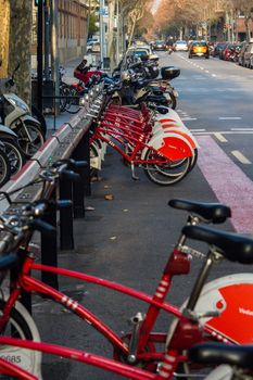 BARCELONA, POBLE NOU, FEBRUARY 2016-Barcelona public transport bicycles