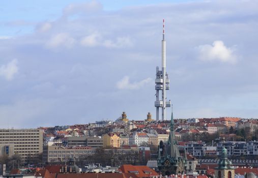 View of Prague with the Zizkov TV tower